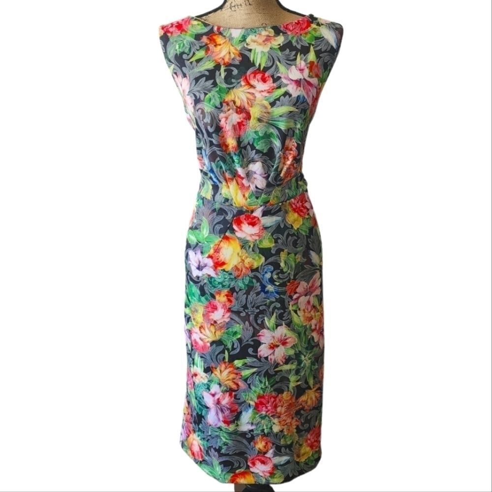 FLORAL BRIGHT Multicolor SLEEVELESS SHEATH DRESS SIZE 2X NWOT